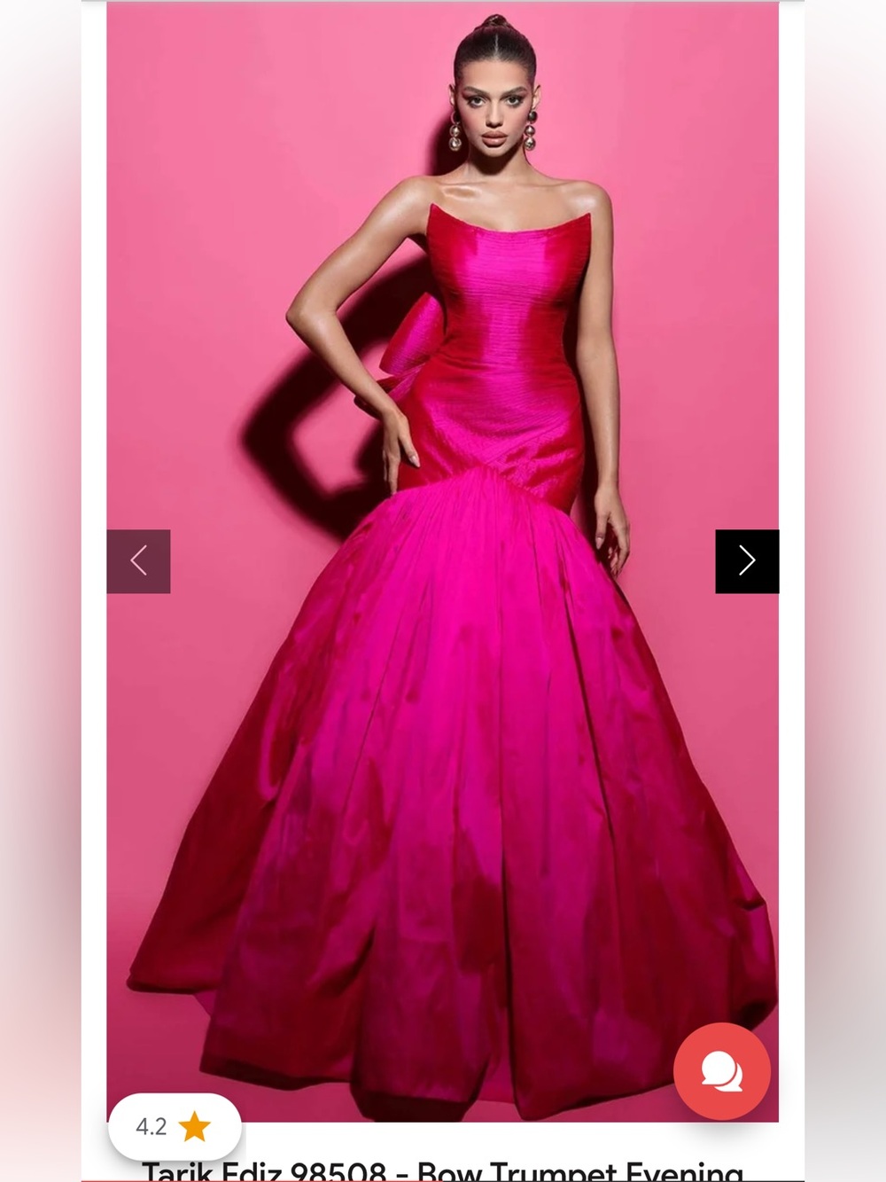 Tarik Ediz Hot Pink Strapless Ball Gown